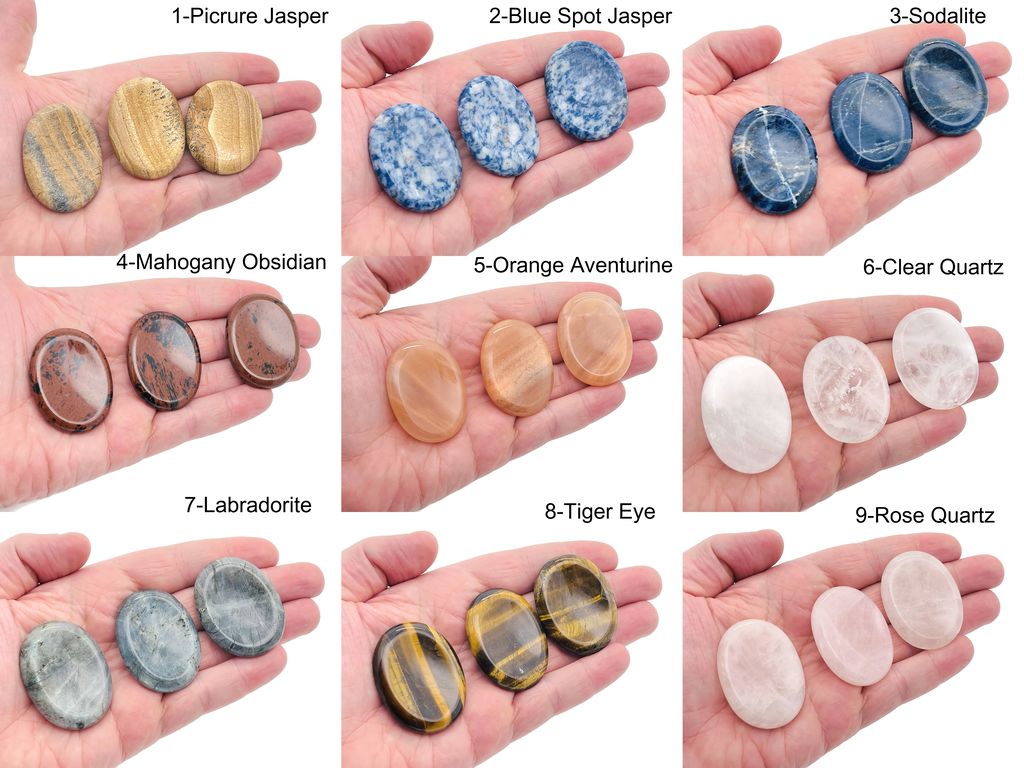 Crystal Worry Stone - Soothing Crystal - Stress Relief Stone - 45x35mm - MIX