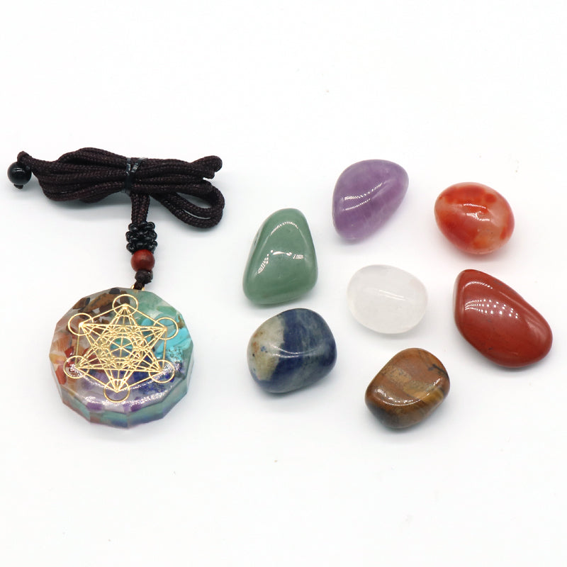 Handmade Boho Necklace Set - 7 Chakra Healing Crystal Necklace - Reiki Energy Stone Jewelry- New!
