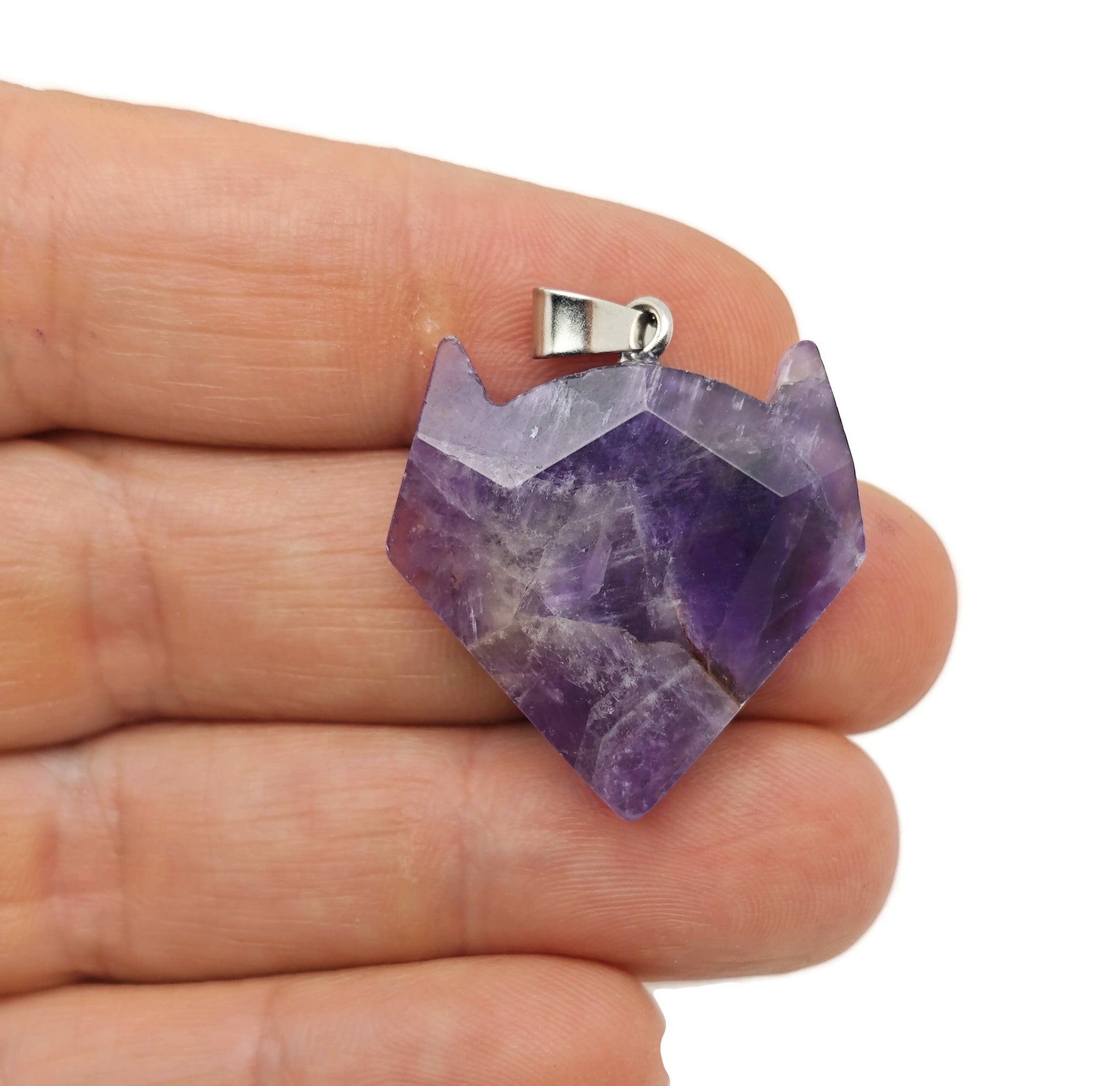 Crystal wolf head gemstone pendant from GemstoneGO featuring a detailed wolf design in sparkling crystal jewelry.