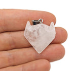 Crystal wolf head gemstone pendant from GemstoneGO featuring a detailed wolf design in sparkling crystal jewelry.