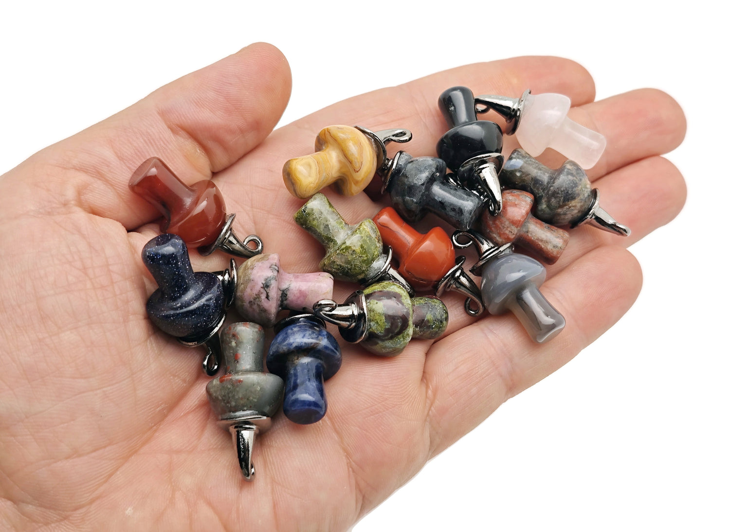 Halloween Hat Gemstone Mushroom - Carving Gemstone Pendant - 25mm - MIX