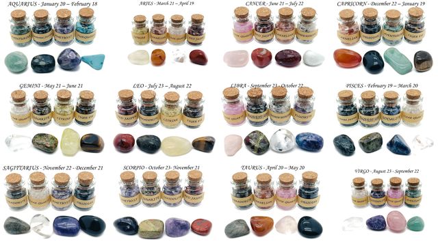 Zodiac Crystal Set - Zodiac Birthstone - Choose Crystal Chips and Tumbled Stone - Crystal Kit - MIX