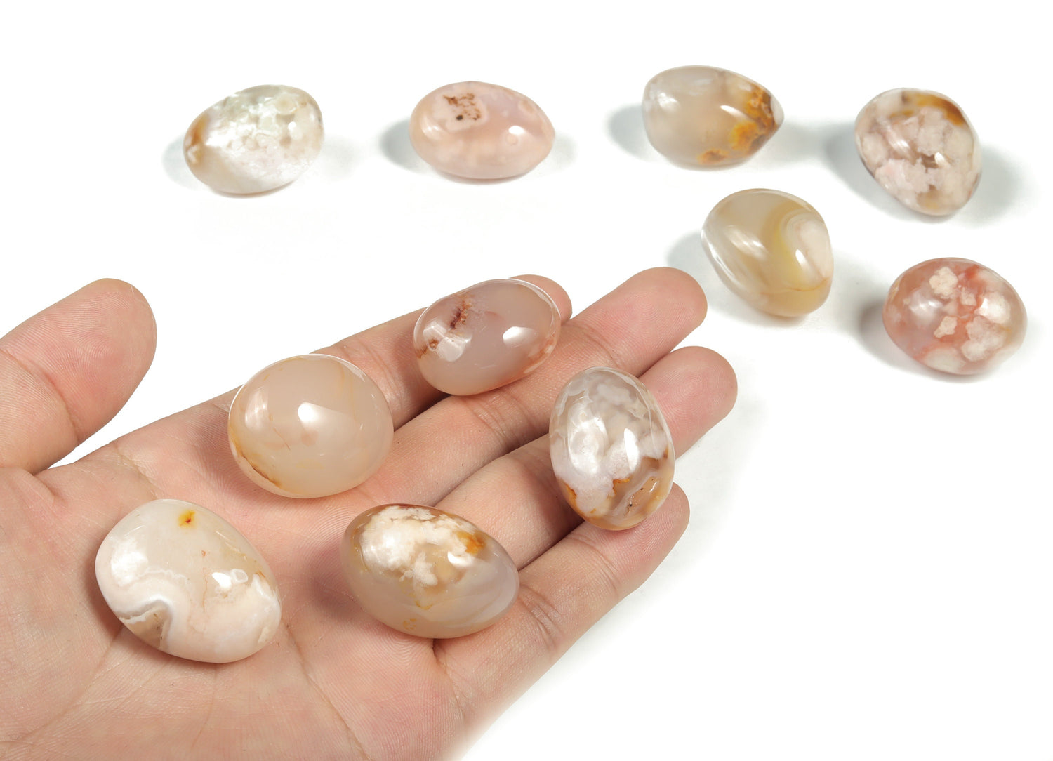 Pierre roulée d'agate florale - Agate fleur de cerisier - TU1045