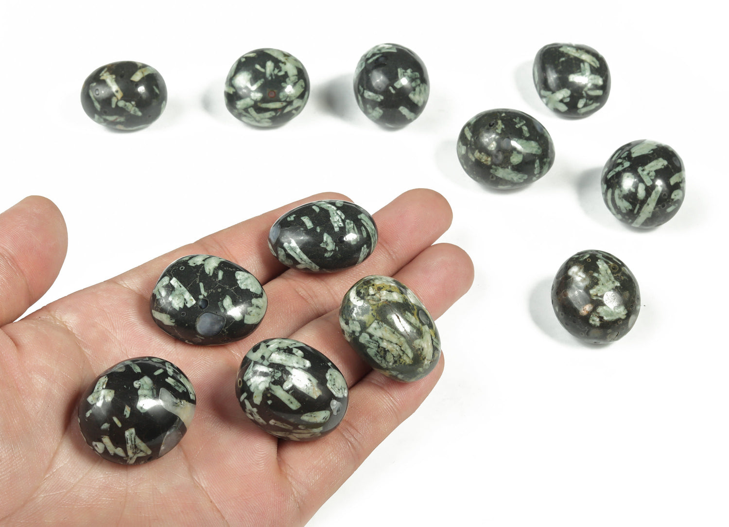 Chinese Writing Tumbled Stone - Chrysanthemum Gemstone - TU1060