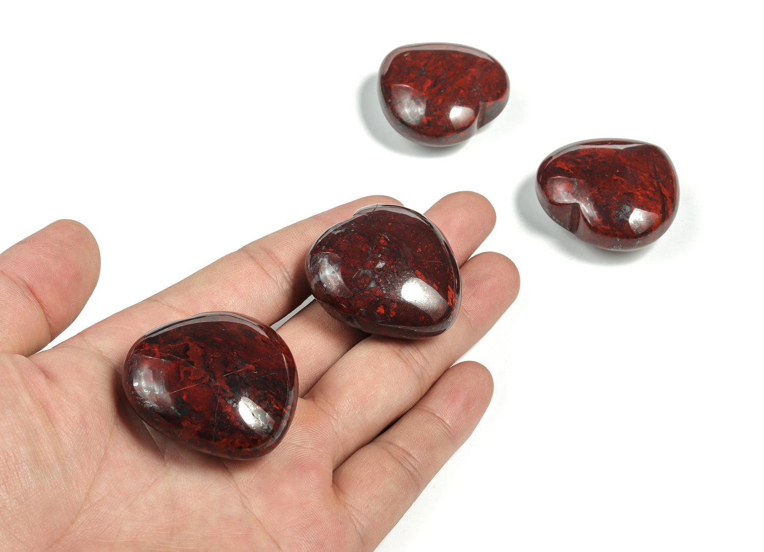 Chicken Bloodstone Jasper Heart Gemstone - 4cm - HE1230