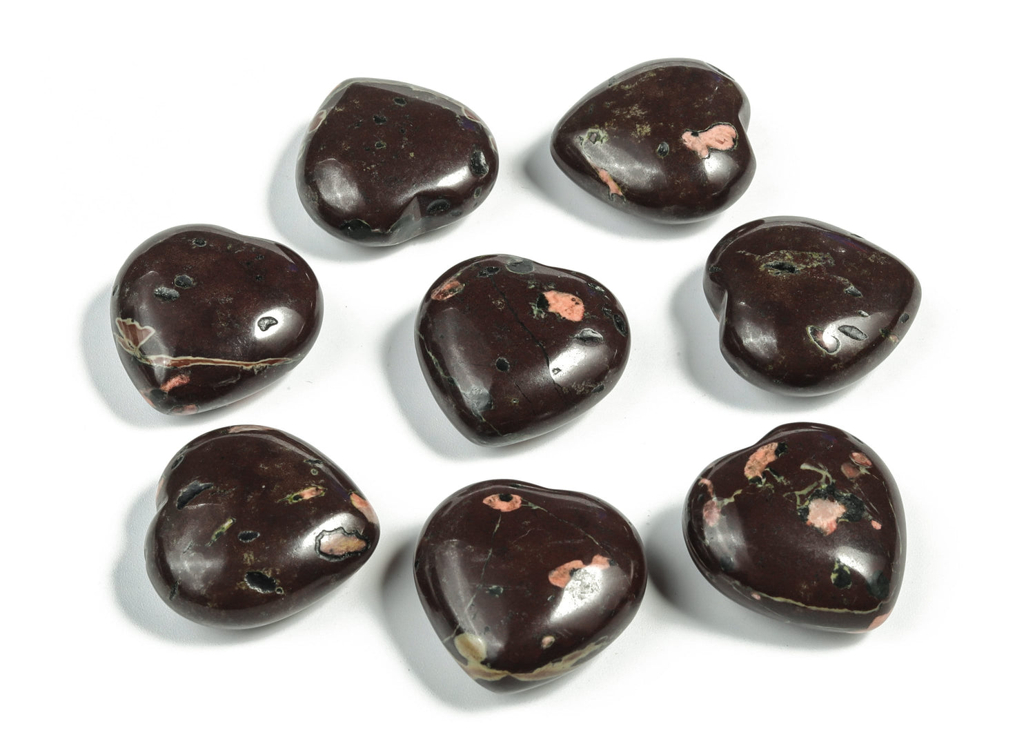 Plum Blossom Jade Heart Gemstone - 30mm - HE1173