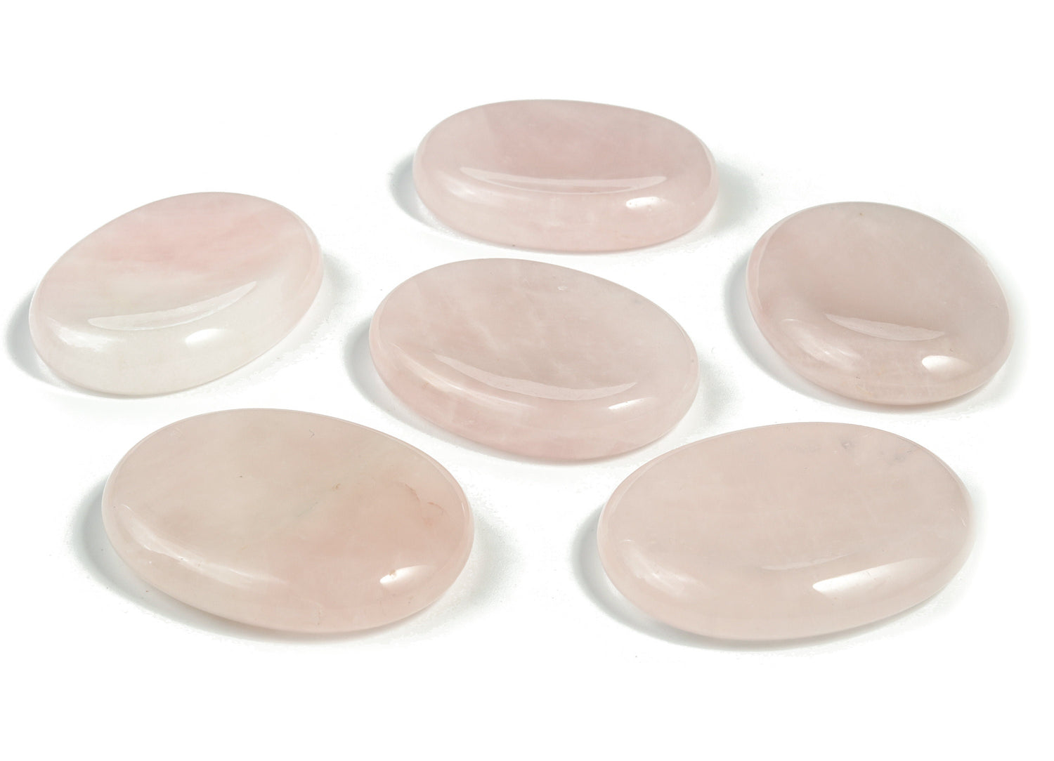 Rose quartz worry stone from GemstoneGO, 4.5x3.5cm soothing crystal for stress relief and relaxation.