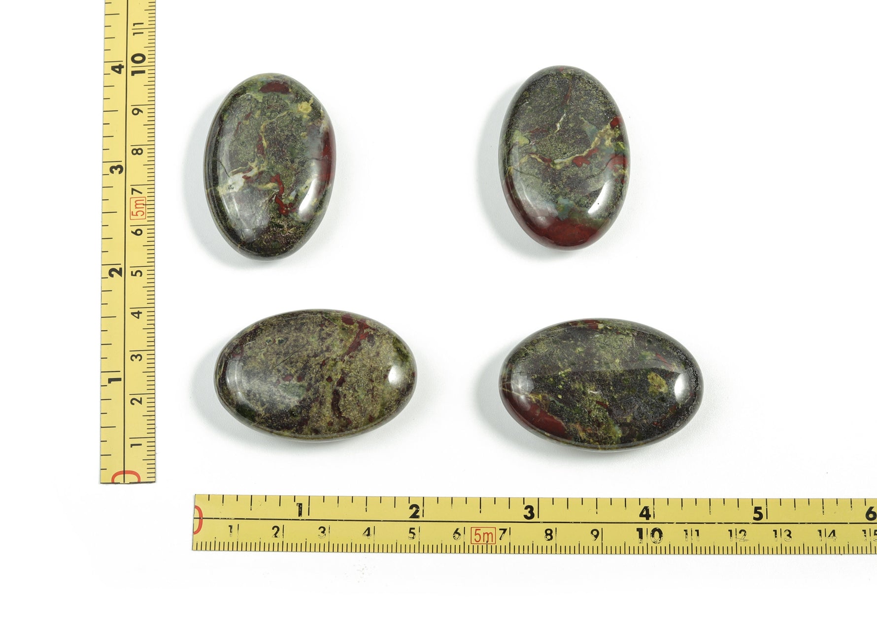 Dragon Blood Jasper palm gemstone spa stone, 45x35mm, featuring deep red and brown natural patterns, from GemstoneGO.