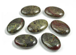 Dragon Blood Jasper palm gemstone spa stone, 45x35mm, polished natural red and brown gemstone, perfect for meditation or relaxation.