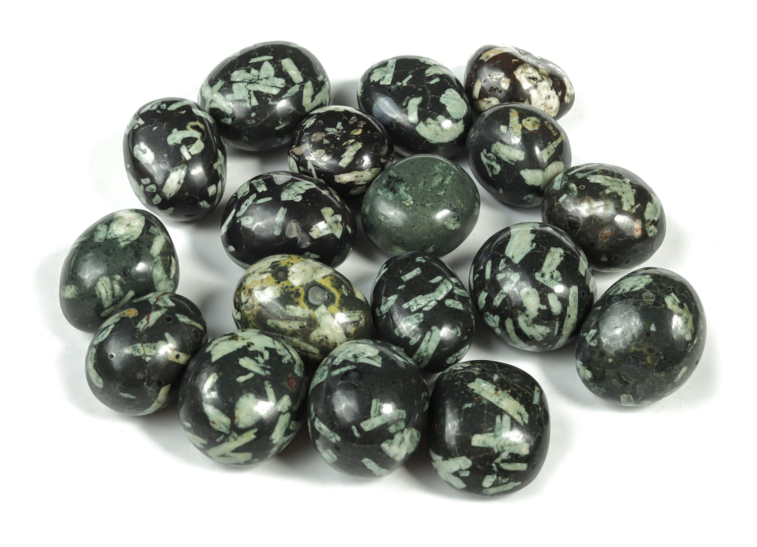 Chinese Writing Tumbled Stone - Chrysanthemum Gemstone - TU1060