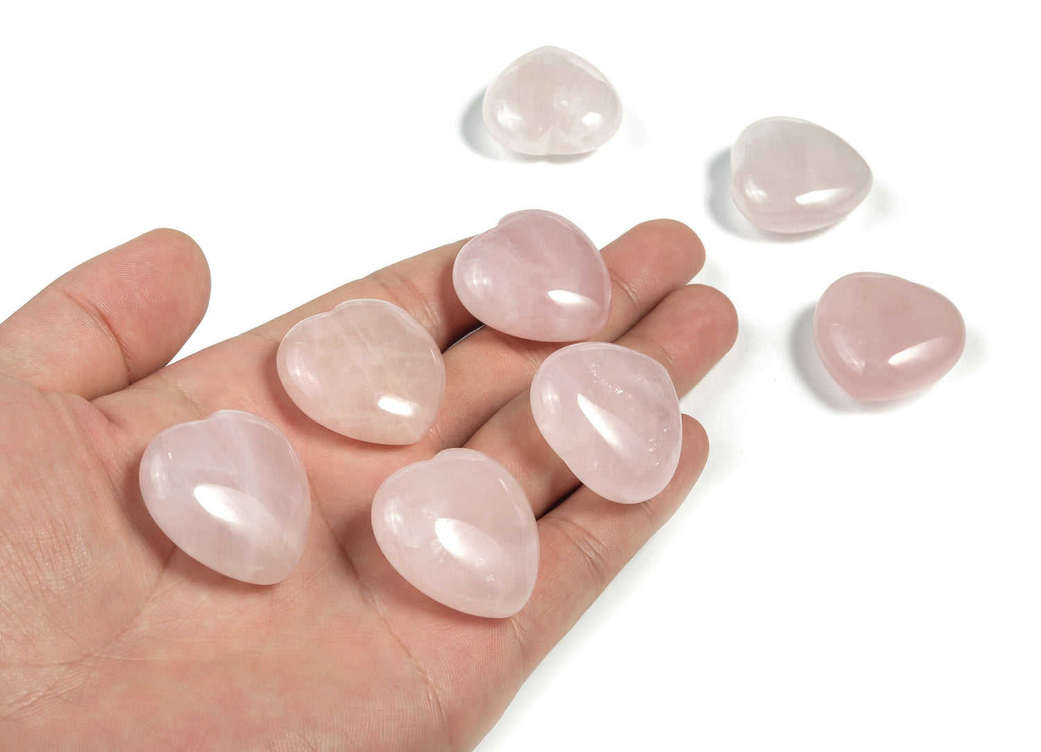 Pierre précieuse en quartz rose en forme de cœur - Pierres de guérison - Cœurs en pierre précieuse - Cœur sculpté en pierre précieuse - 3 cm - HE1160