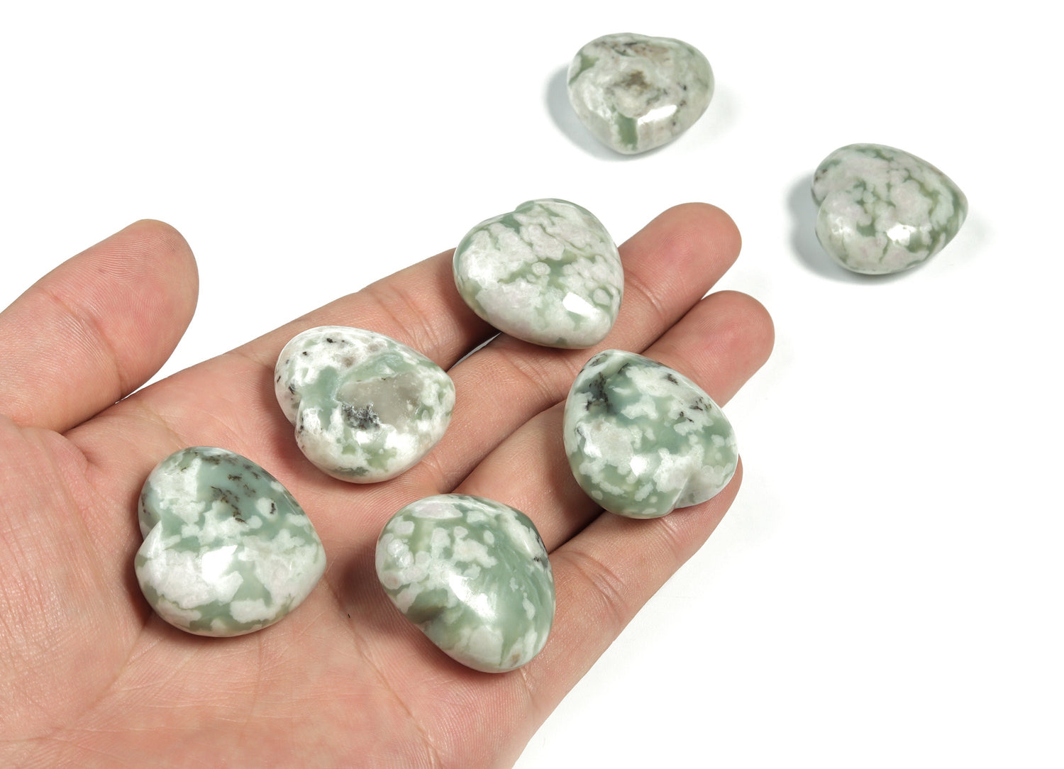 Peace Jade Heart Gemstone - 30mm - HE1162