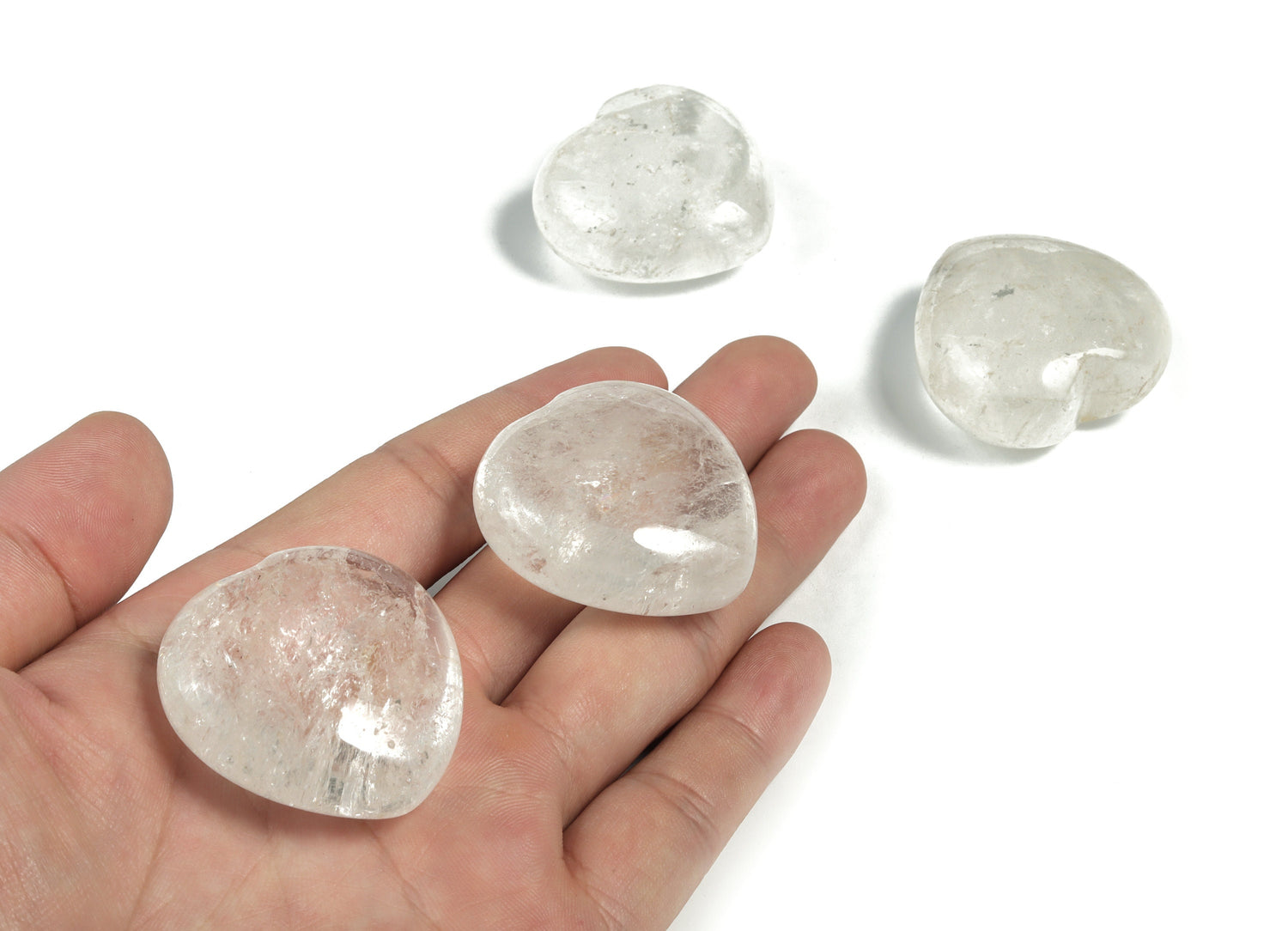 Pierre précieuse en forme de cœur en quartz clair ?€? Pierre précieuse en forme de cœur en quartz clair - Pierre précieuse en forme de cœur non montée - Cristal de cœur naturel transparent - 4 cm - HE1232