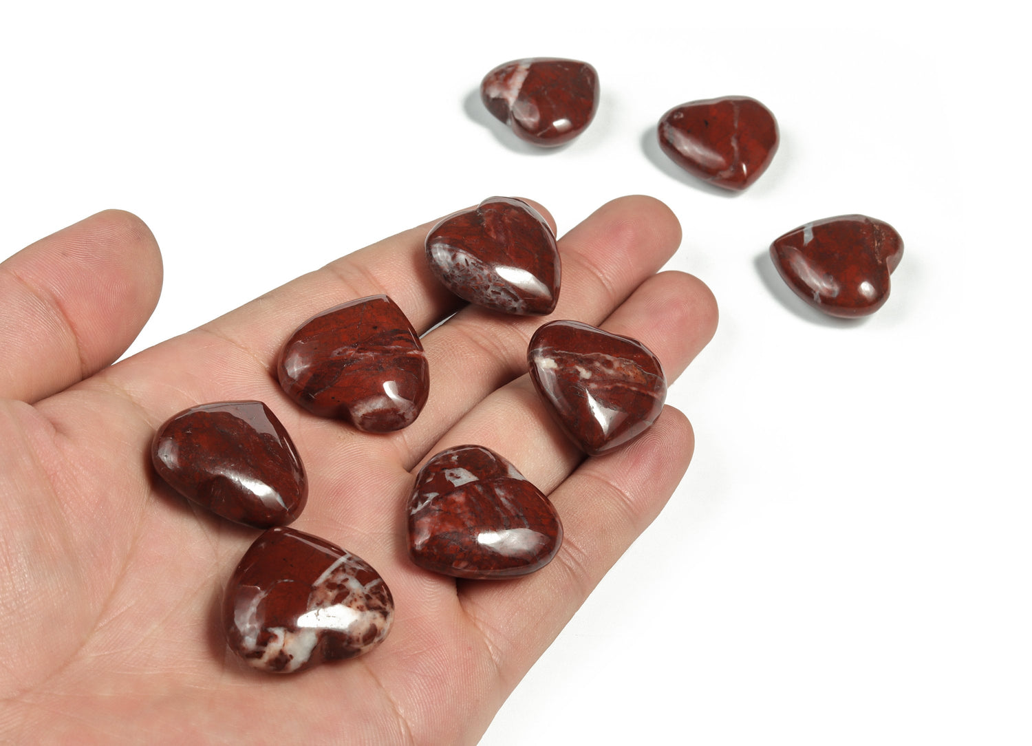 Jaspe rouge en forme de cœur ?€? Pierre cœur rouge ?€? Cadeau ?€? Cristal rouge en forme de cœur - Décoration intérieure ?€? 2,5 cm - HE1110