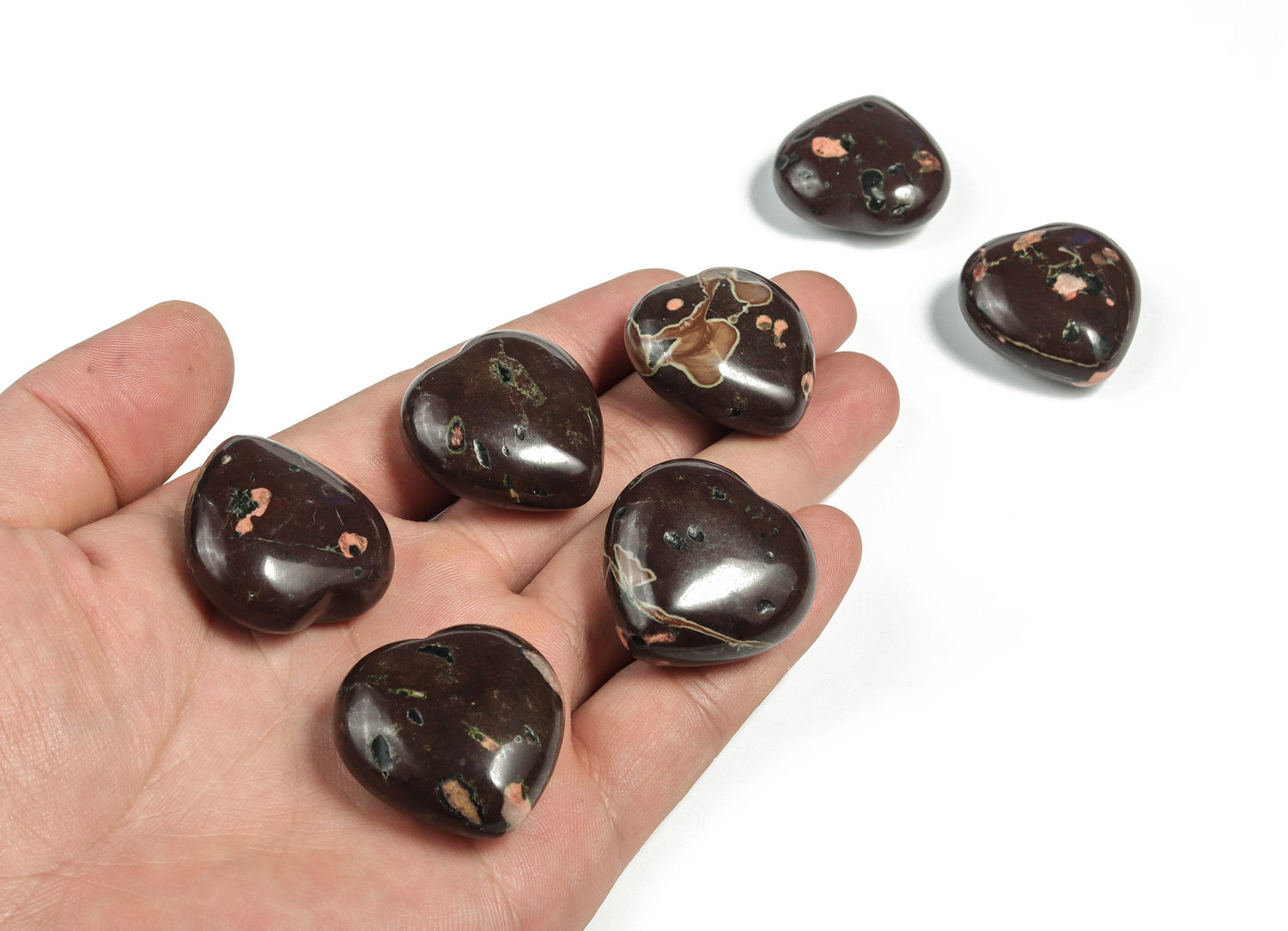 Plum Blossom Jade Heart Gemstone - 30mm - HE1173