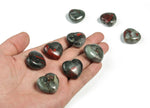 African Bloodstone heart-shaped gemstone, 25mm from GemstoneGO, featuring rich green and red mineral patterns.