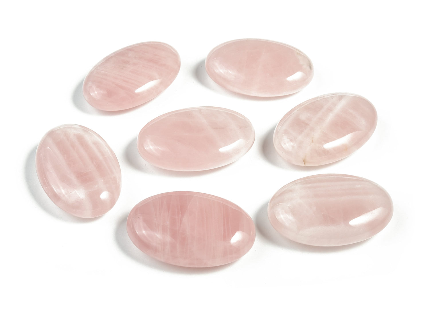 Rose Quartz Palm Gemstone - Spa Stone - 45x35mm - PA1013