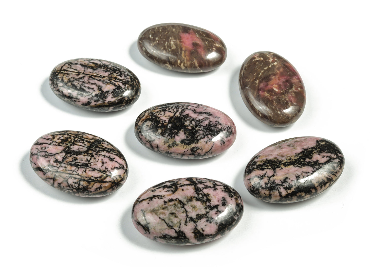 Rhodonite Palm Gemstone - Spa Stone - 45x35mm - PA1014