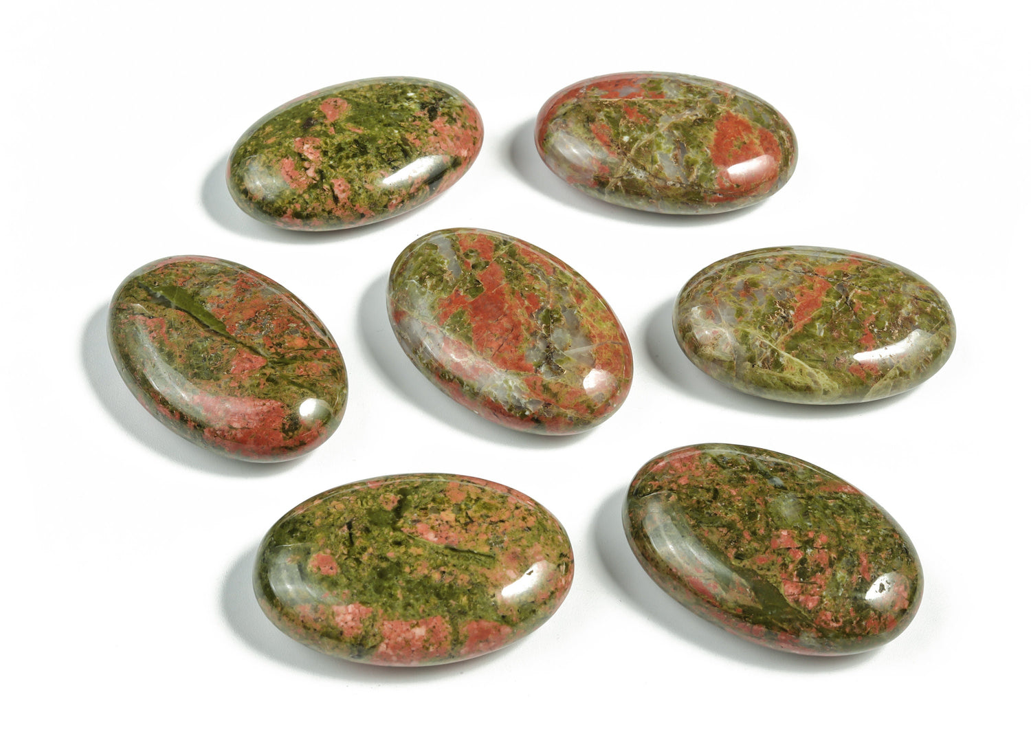 Unakite Palm Gemstone - Spa Stone - 45x35mm - PA1015