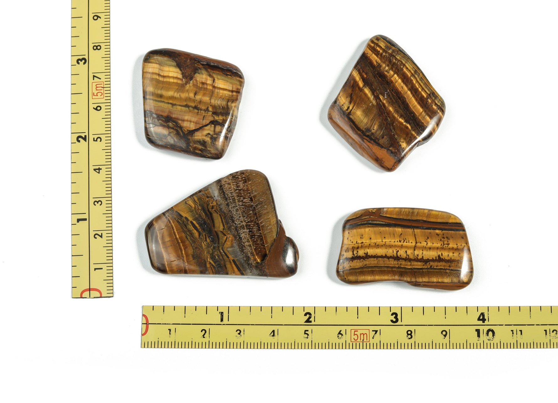 Tiger Eye flat gemstone slab from GemstoneGO, featuring polished, natural crystal with rich golden-brown banding and smooth surface.