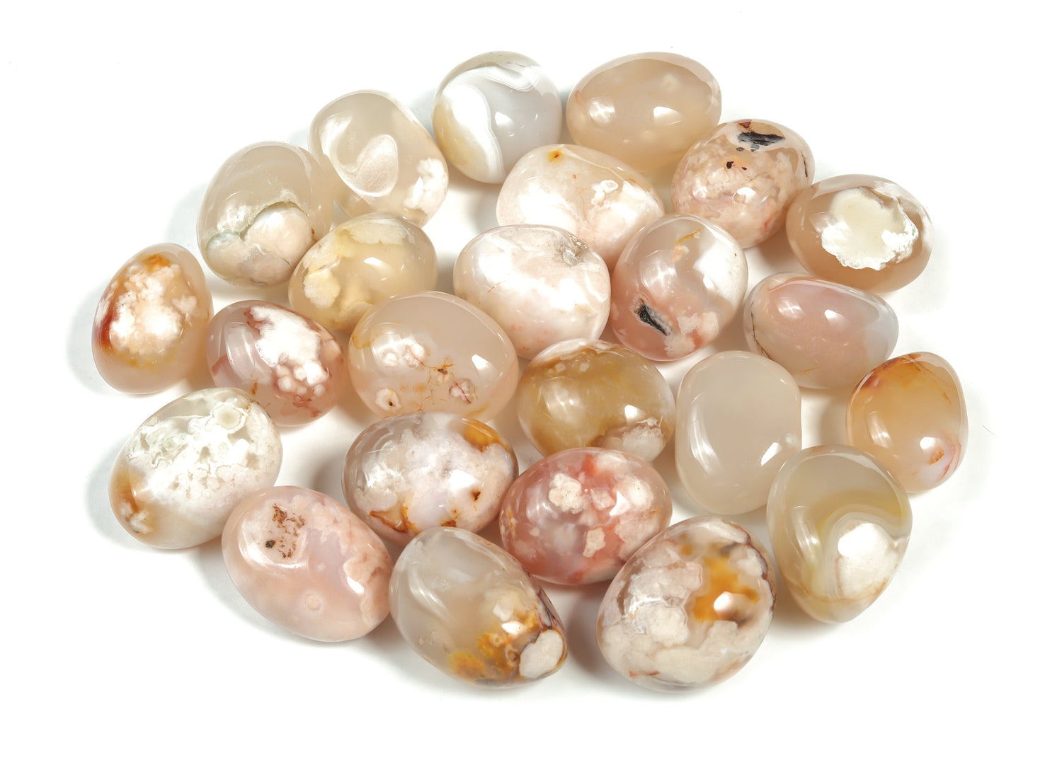 Pierre roulée d'agate florale - Agate fleur de cerisier - TU1045