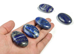 Lapis Lazuli palm gemstone spa stone, 45x35mm, smooth polished natural healing stone from GemstoneGO.
