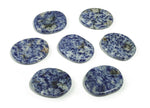 Blue Spot Jasper flat gemstone slab from GemstoneGO, showcasing vibrant blue and black spot patterns on smooth polished surface.