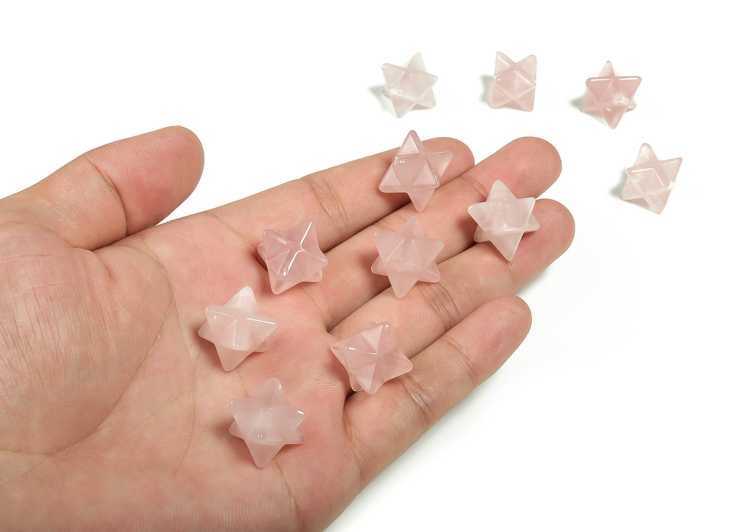 Rose Quartz Merkaba Star Crystal - Reiki Healing - 13mm - ME1002
