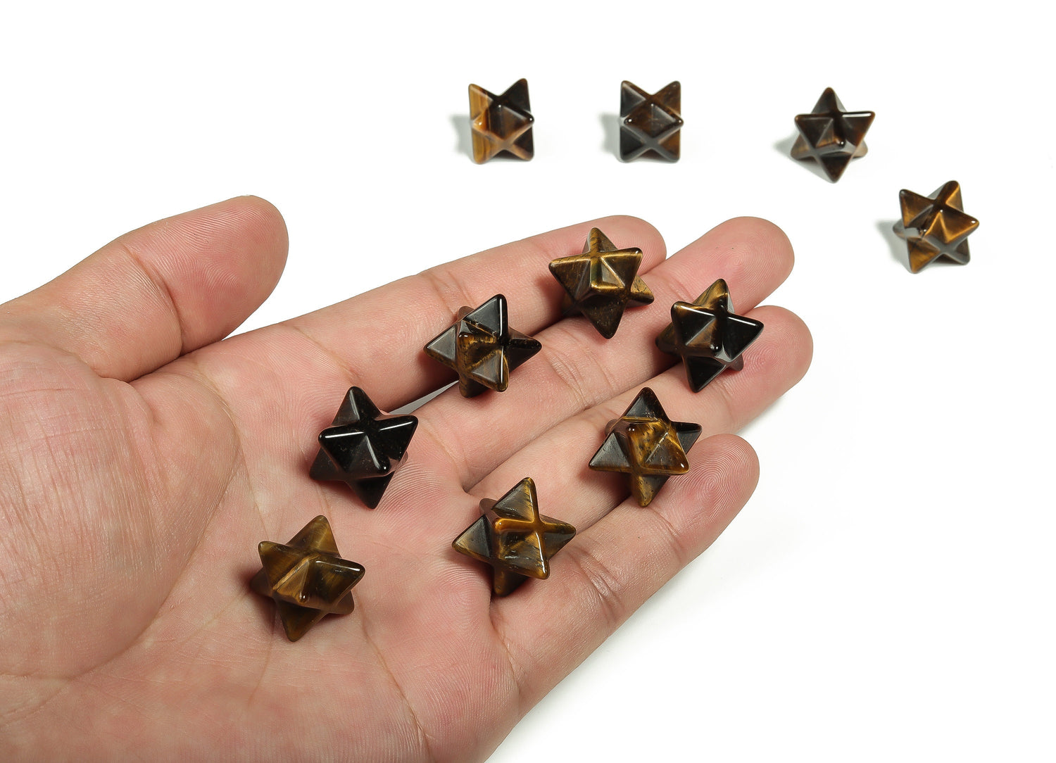 Tiger Eye Merkaba Star Crystal - Reiki Healing - 13mm - ME1006