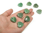 Aventurine heart-shaped gemstone, 25mm, from GemstoneGO, showing its green, sparkly surface and smooth polished finish.