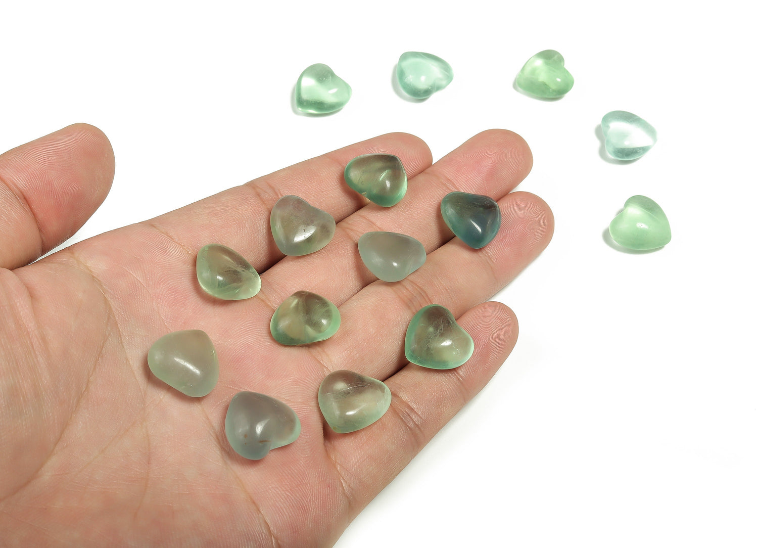 Fluorite Heart Gemstone - Puffy Heart Shaped - 15x15x9mm - HE1002