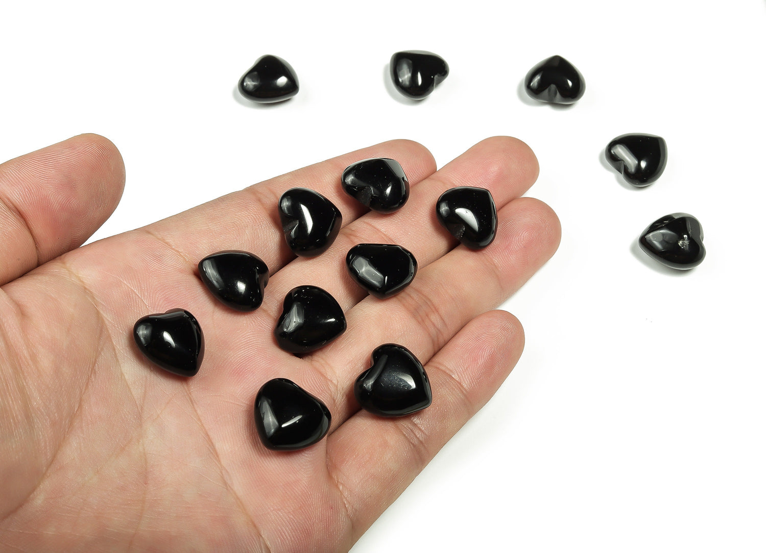 Obsidian Heart Gemstone- Black Obsidian Heart - Puffy Heart Shaped - 15x15x9mm - HE1015
