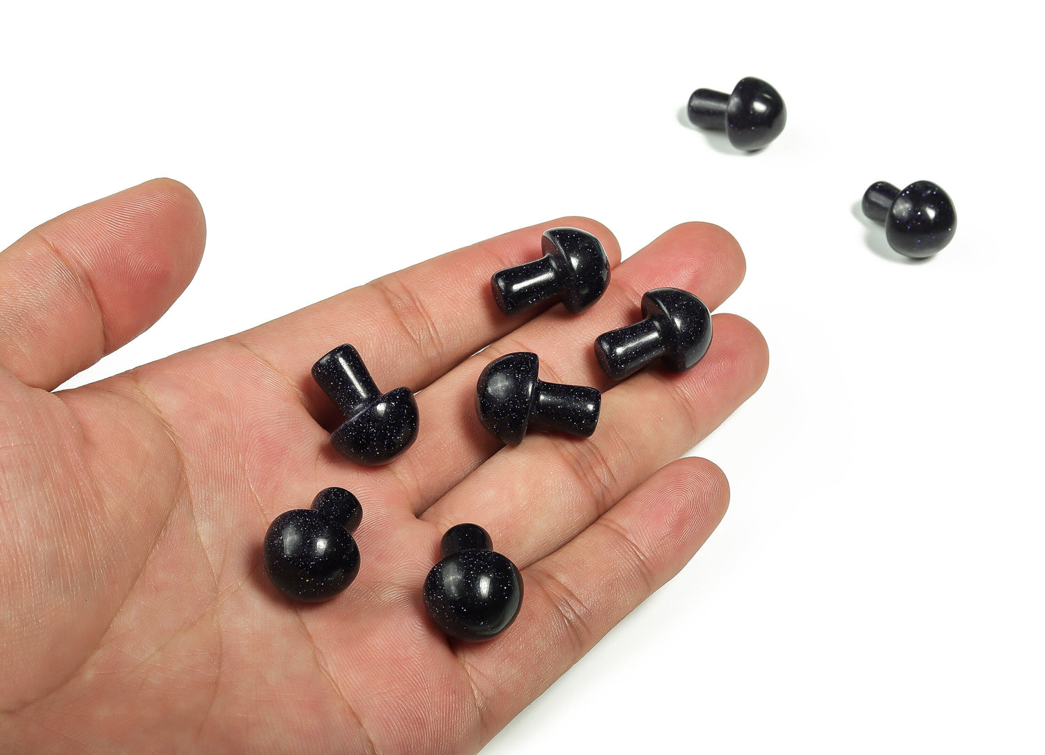 Blue Goldstone Mushroom Carved Gemstone - 20mm - MU1009