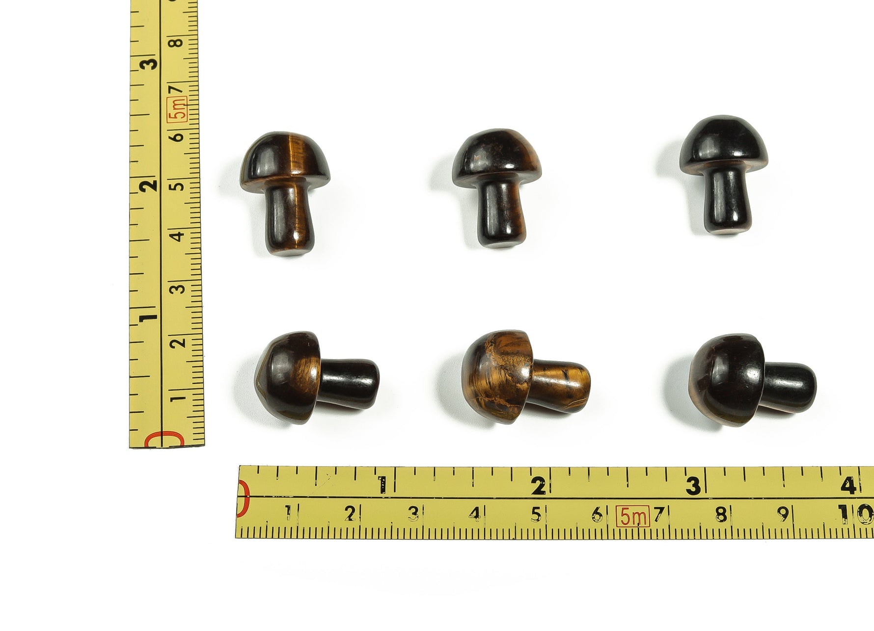 20mm Tiger Eye mushroom carved gemstone from GemstoneGO, showcasing the detailed mushroom shape and warm, golden-brown tiger eye stone.
