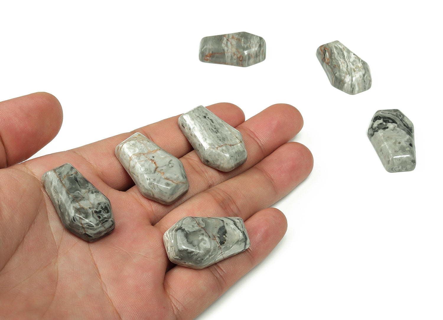 Picasso Jasper Coffin Crystal - Cabochon - Crystal Carving - 30mm - CO1013