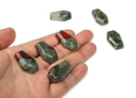 African Bloodstone coffin-shaped crystal cabochon, 30mm gemstone carving from GemstoneGO featuring rich green and red mineral patterns.