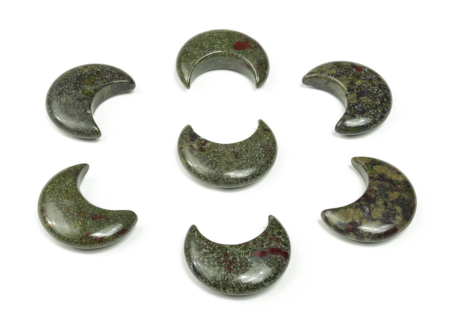 Lune en jaspe sang de dragon - Lune en cristal - Lune sculptée - Cristal de guérison - Croissant de lune en pierre précieuse - 3 x 1,6 cm - MO1034