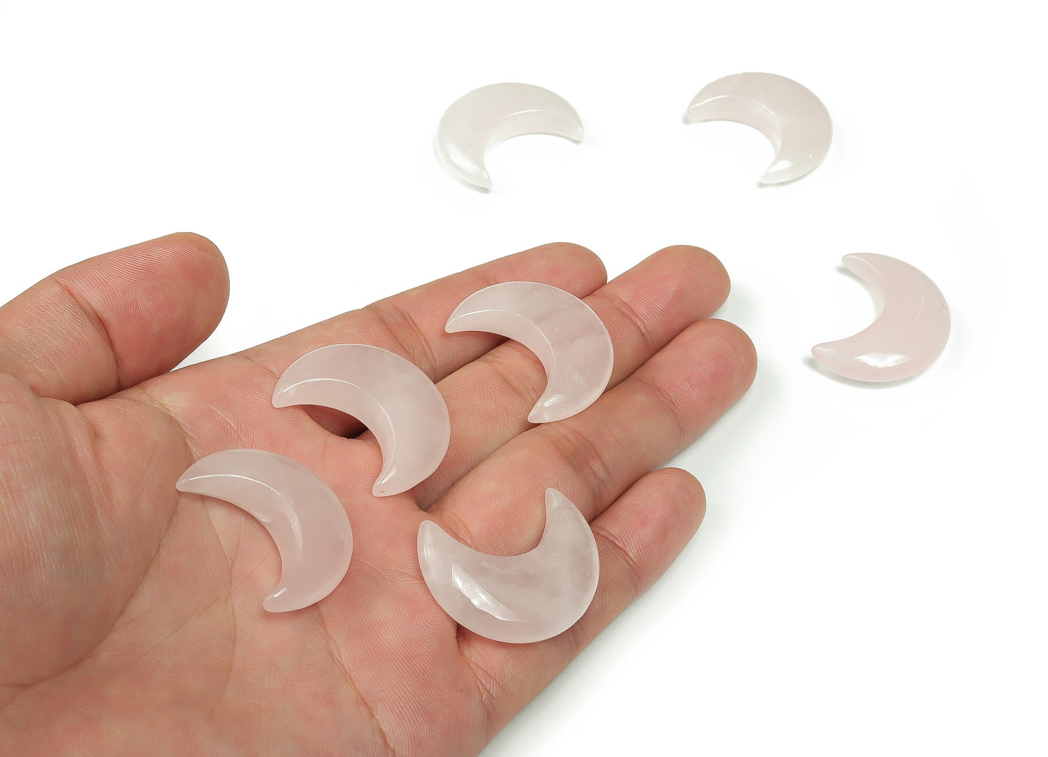 Rose Quartz Gemstone Moon - 30mm - MO1036