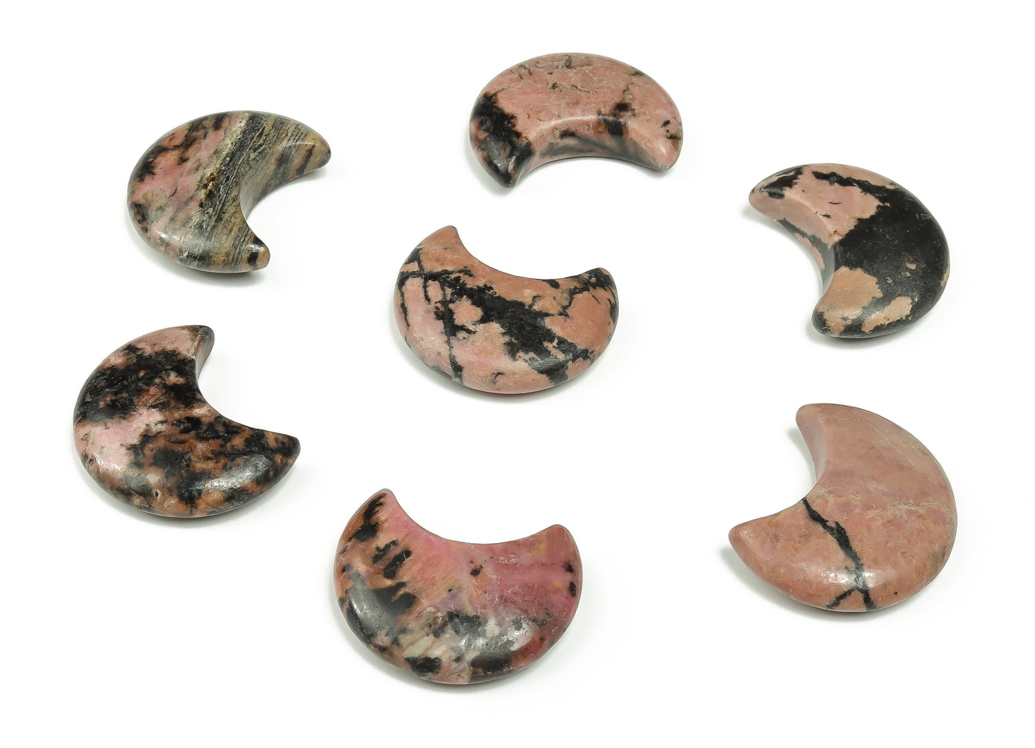 Lune en rhodonite - Lune en cristal - Lune sculptée - Cristal de guérison - Croissant de lune en pierre précieuse ?€? 3??1,6 cm ?€? MO1037