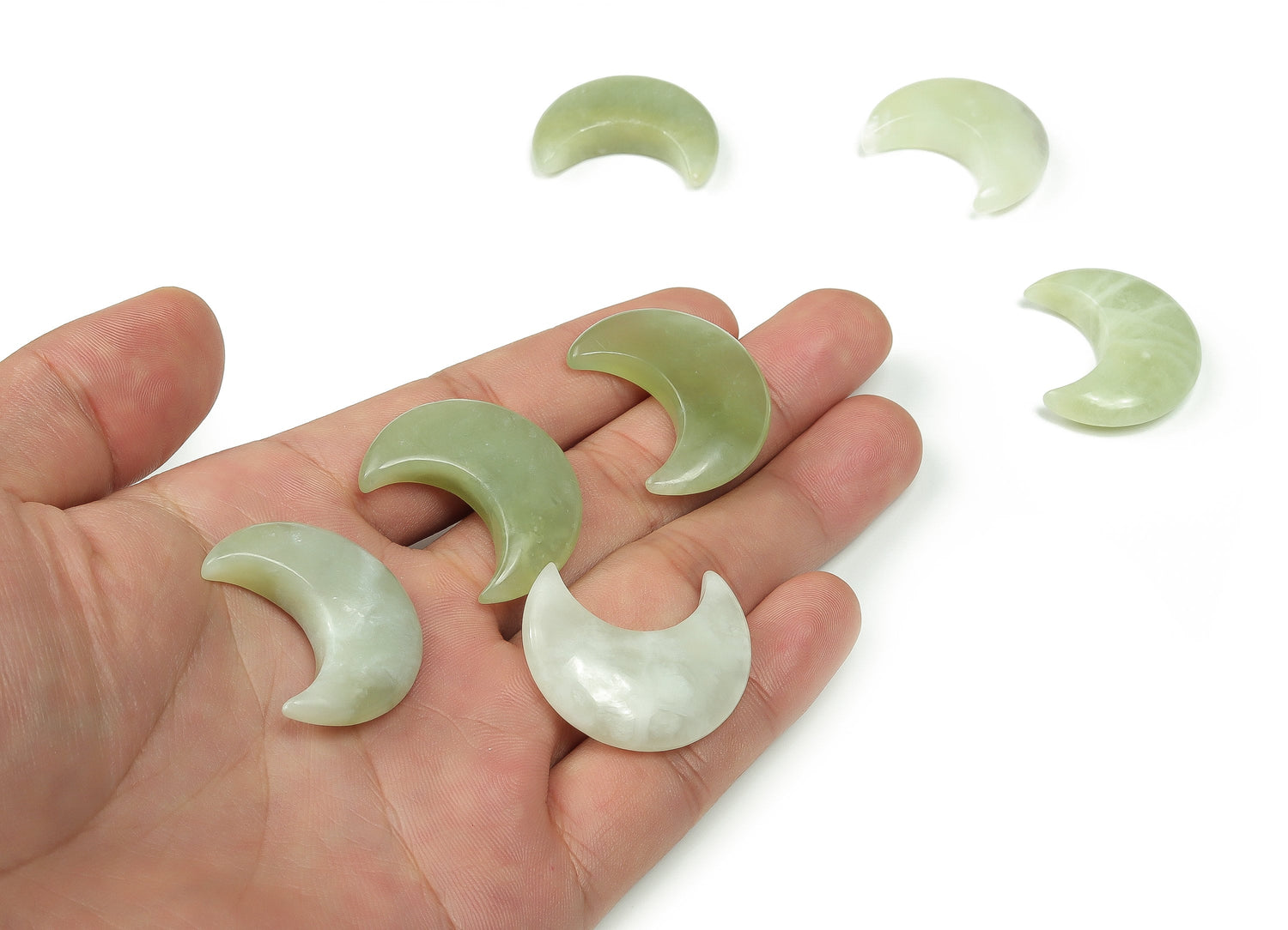 Lune en pierre précieuse de jade - Lune en cristal - Lune sculptée - Cristal de guérison - Croissant de lune en pierre précieuse ?€? 3??1,6 cm ?€? MO1041