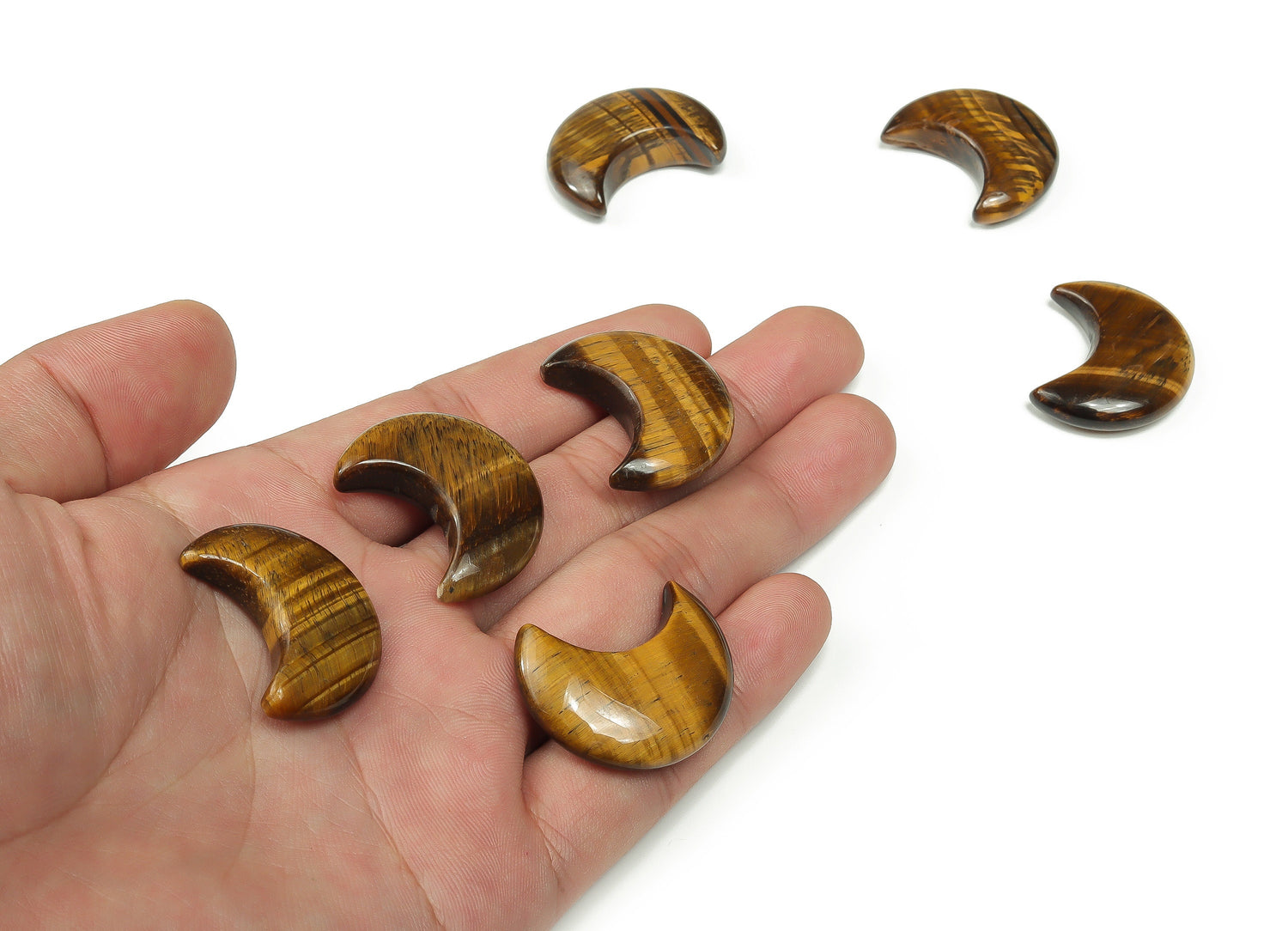 Tiger Eye Gemstone Moon - 30mm - MO1045
