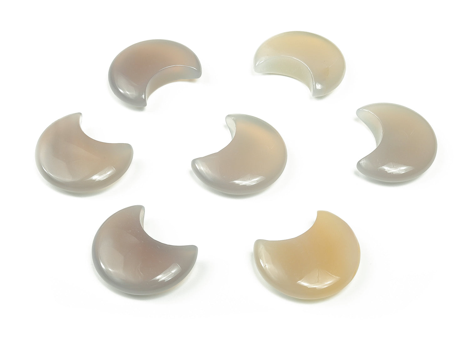Grey Agate Gemstone Moon - 30mm - MO1048