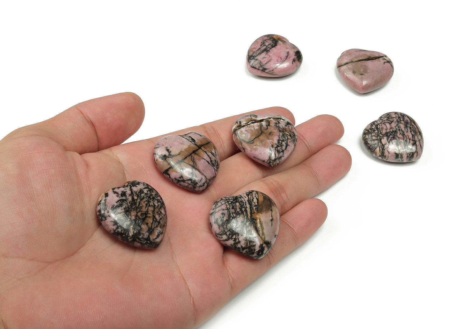 Rhodonite Heart Gemstone - 30mm - HE1177