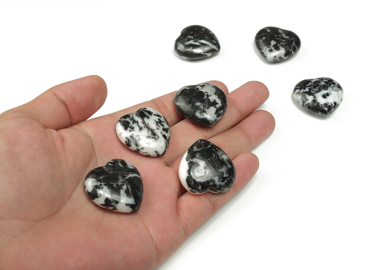 Pierre précieuse en calcite zébrée en forme de cœur - Pierres de guérison - Cœur sculpté - Pierres naturelles - 3 cm - HE1187