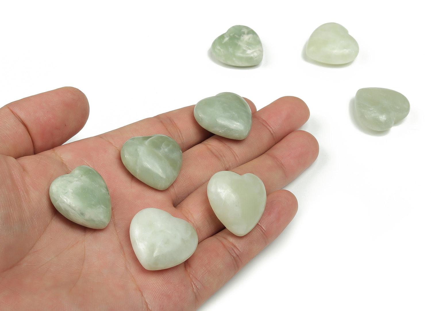 Nouveau cœur en jade précieux ?€? Cristal en forme de cœur - Pierres de guérison ?€? Cœur sculpté - Pierres naturelles - 2,5 cm - HE1120