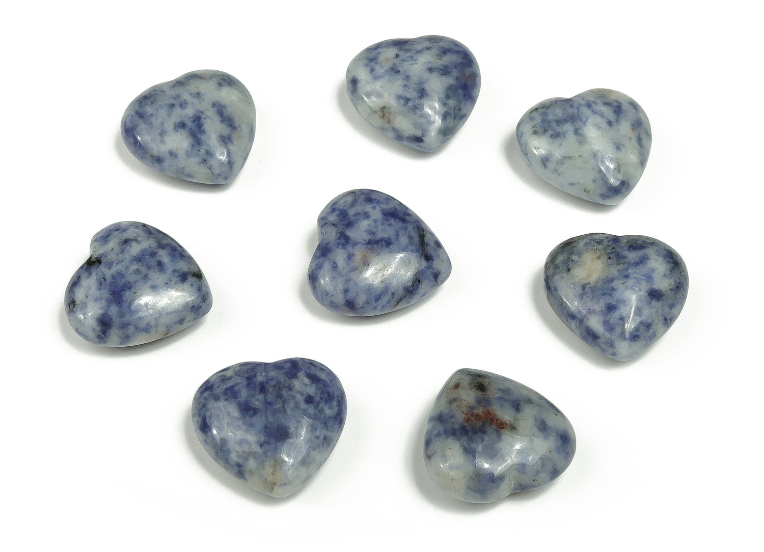 Pierre précieuse en jaspe à taches bleues en forme de cœur - Cristal en forme de cœur - Pierres de guérison - Cœur sculpté - Pierres naturelles - 2,5 cm - HE1116