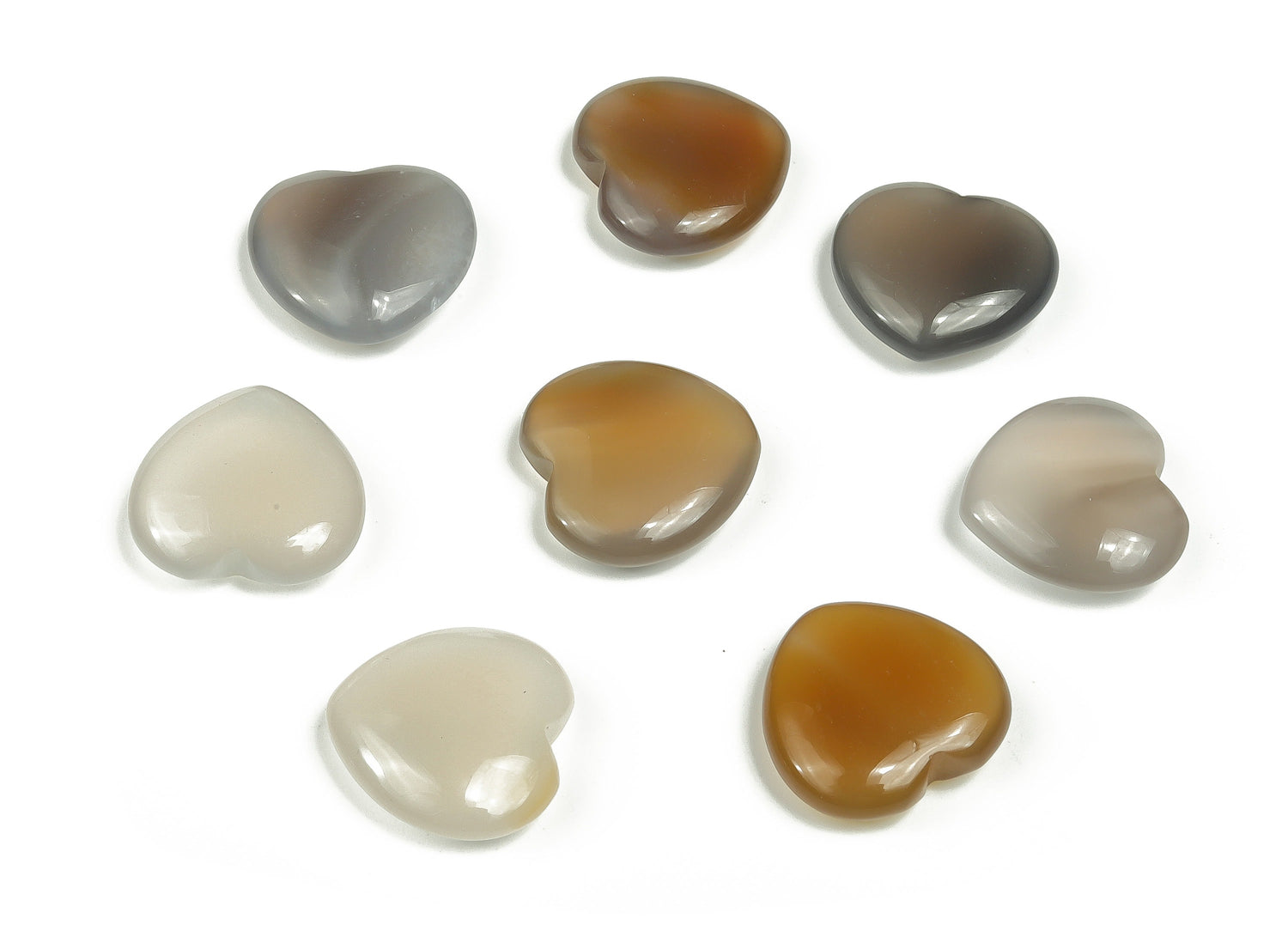 Grey Agate Heart Gemstone - 20x20x6mm - HE1055