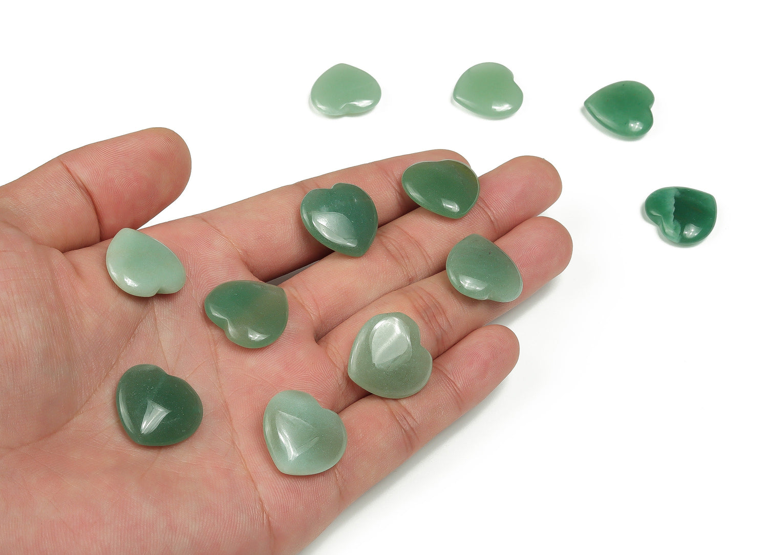 Aventurine heart-shaped gemstone, 20x20x6mm, with green and shimmering mineral inclusions, from GemstoneGO.