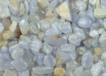 Blue Lace Agate crystal chips, semi-tumbled gemstone, 7-12mm, bulk collection from GemstoneGO, natural blue and white stone pieces