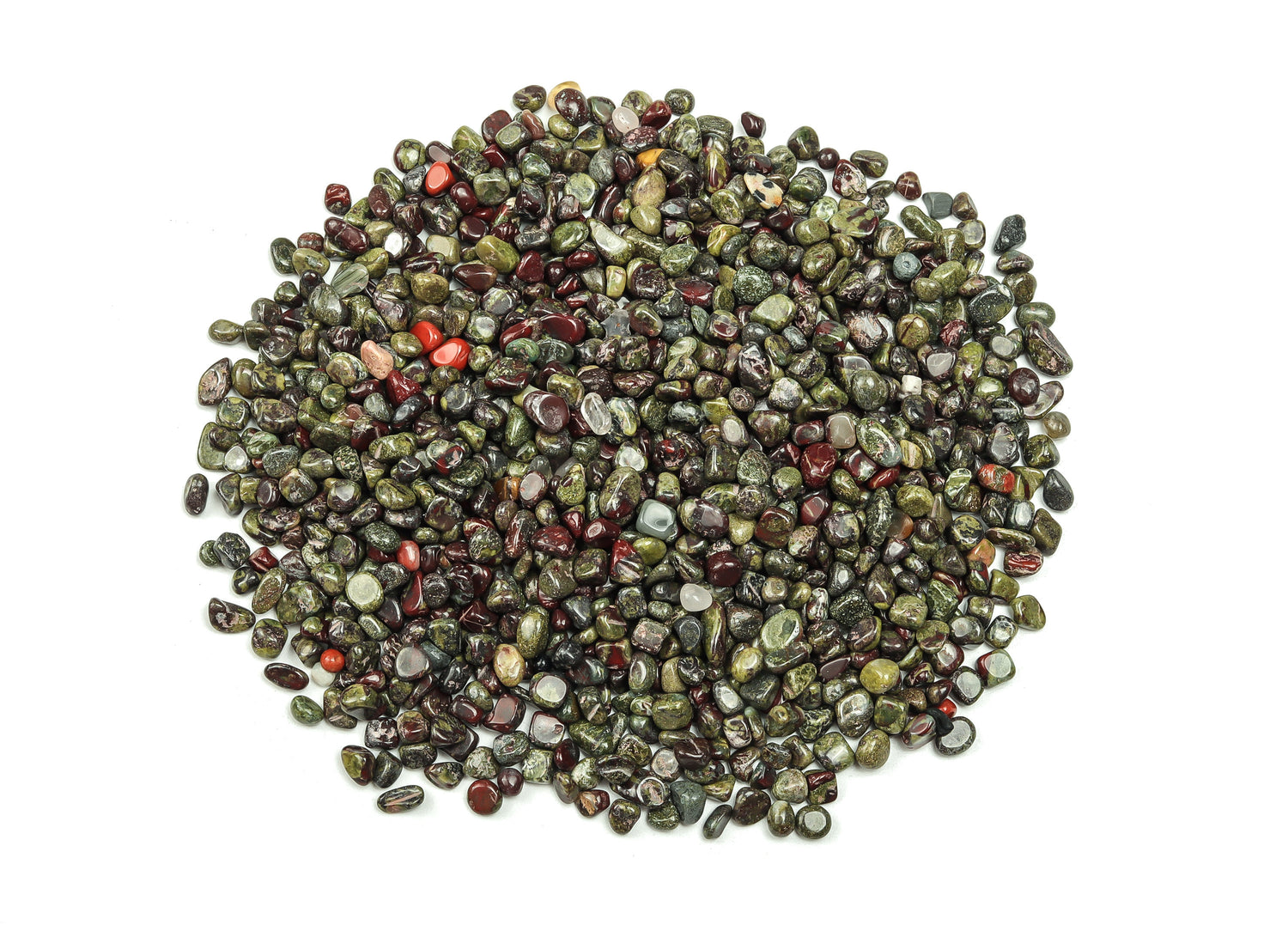Dragon Blood Jasper Crystal Chips - Semi Tumbled Stone - Bulk - 2-6mm - CP1045